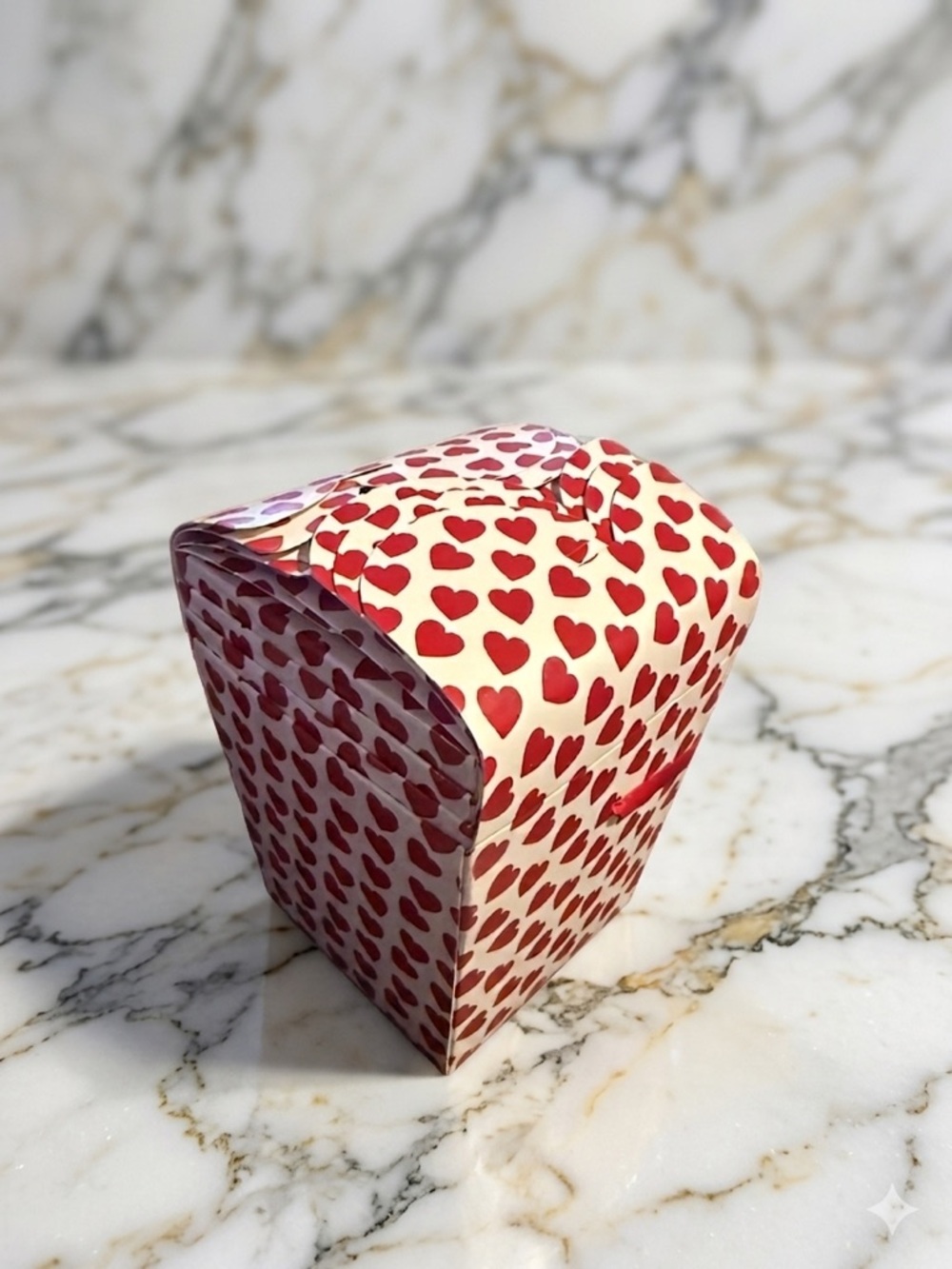 New Take Out Boxes White And Red Heart 4 pieces
